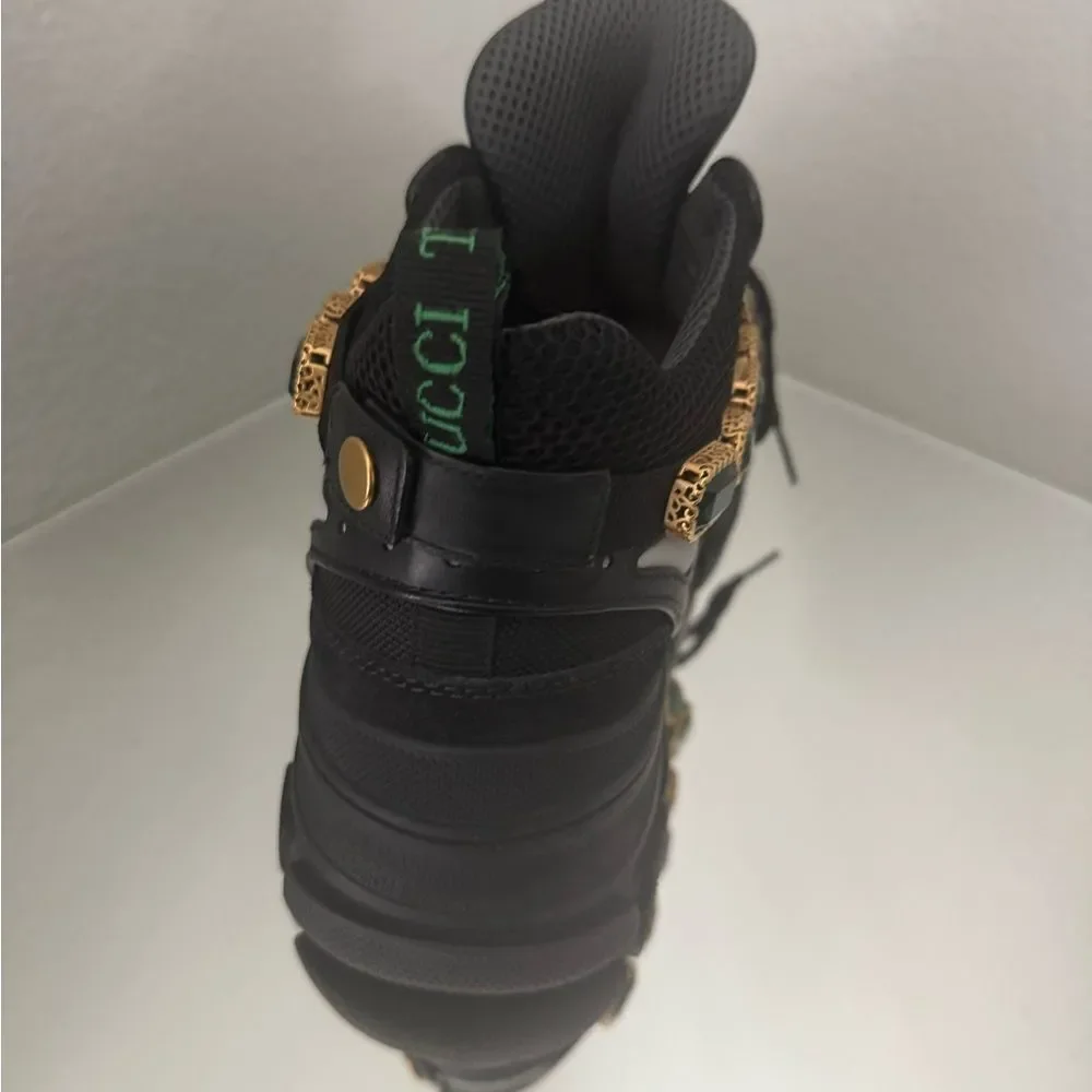 Brand new Gucci Black Mesh and Leather Flashtrek Reflective Removable Crystals - Picture 9 of 15